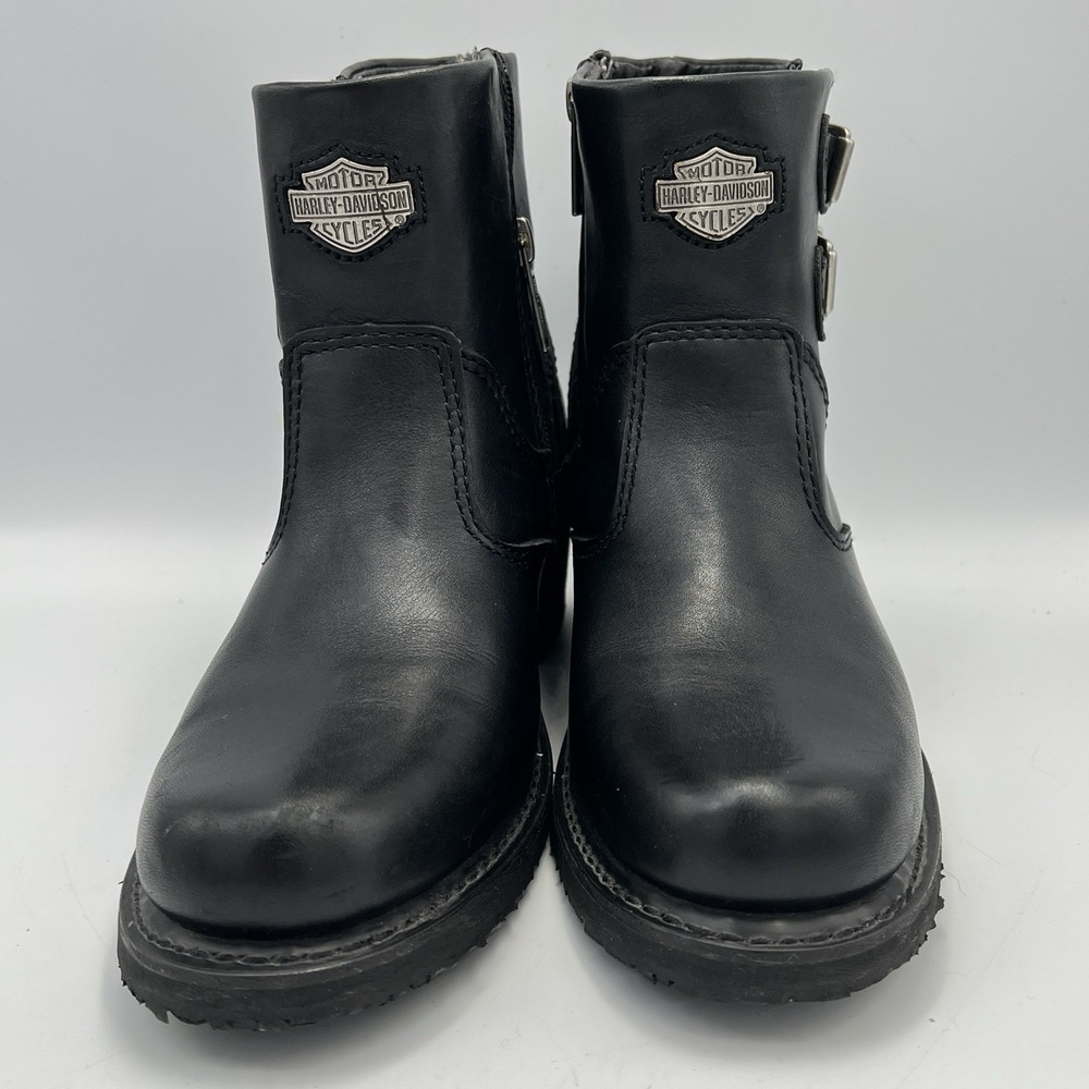 Harley Davidson Boots Womens 9 Black‎ Leather Double Buckle HD Motorcycle - Picture 2 of 10